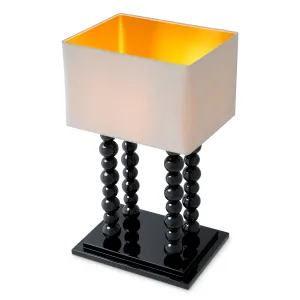 Black Decorative Table Lamp with Sculptural Sphere Columns and Cream Shade-Luxury Hotel Furniture Side View by Luxury Group International