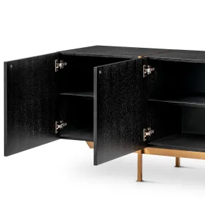 Black Four Door Sideboard with Golden Metal Frame and Modern Floating Design - Luxury Hotel Furniture Inside View by Luxury Group International