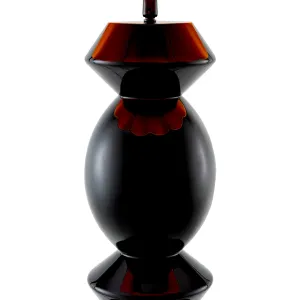 Black Sculptural Table Lamp with Teal Fabric Shade and Geometric Base - Luxury Hotel Furniture Detail View by Luxury Group International