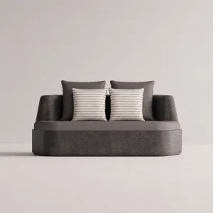 Sofá Curvo Exterior en Gris Carbón con Cojines – 178 cm - Mobiliario de Hotel de Lujo Vista frontal por Luxury Group International