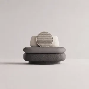 Charcoal Grey Luxury Outdoor Lounge Chair with Round Striped Cushion - Outdoor Furniture Front View by Luxury Group International