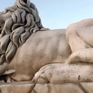 Sculpture de Jardin de Luxe Paire de Lions Inspirée du Colisée avec Crinières Sculptées - Sculpture Classique de Luxe Vue détaillée par Luxury Group International