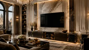 Élégance Sans Fil : La Touche Royale pour des Consoles TV de Luxe Sans Encombrement