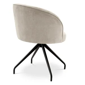 Cream Fabric Lounge Armchair with Curved Backrest and Black Metal Base - Luxury Hotel Furniture Back View by Luxury Group International