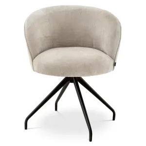 Cream Fabric Lounge Armchair with Curved Backrest and Black Metal Base - Luxury Hotel Furniture Front View by Luxury Group International