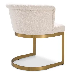 Fauteuil Crème avec Revêtement Bouclé et Structure Métallique Dorée - Mobilier de Luxe pour Hôtels Vue de dos par Luxury Group International