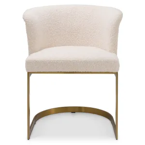Fauteuil Crème avec Revêtement Bouclé et Structure Métallique Dorée - Mobilier de Luxe pour Hôtels Vue de face par Luxury Group International