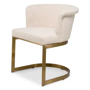 Fauteuil Crème avec Revêtement Bouclé et Structure Métallique Dorée - Mobilier de Luxe pour Hôtels Vue de face par Luxury Group International