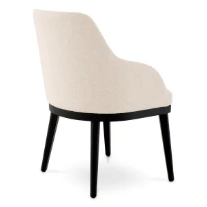 Sedia da pranzo di lusso color crema con schienale ricurvo e gambe in metallo nero - Arredamento di lusso per hotel Vista posteriore di Luxury Group International