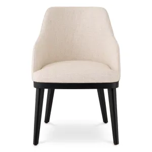 Sedia da pranzo di lusso color crema con schienale ricurvo e gambe in metallo nero - Arredamento di lusso per hotel Vista frontale di Luxury Group International