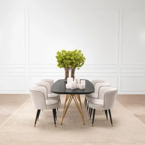 Sedia da pranzo di design color crema con morbida imbottitura ed eleganti dettagli dorati - Arredamento per hotel di lusso Vista lifestyle di Luxury Group International