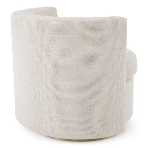 Cream Textured Fabric Lounge Chair with Curved Backrest and Golden Base - Luxury Hotel Furniture Back View by Luxury Group International