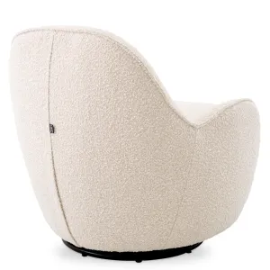 Fauteuil Lounge en Tissu Texturé Crème avec Dossier Courbé et Finition Bouclé Douce - Mobilier de Luxe pour Hôtels Vue de dos par Luxury Group International