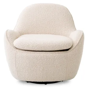 Fauteuil Lounge en Tissu Texturé Crème avec Dossier Courbé et Finition Bouclé Douce - Mobilier de Luxe pour Hôtels Vue de face par Luxury Group International