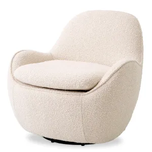 Fauteuil Lounge en Tissu Texturé Crème avec Dossier Courbé et Finition Bouclé Douce - Mobilier de Luxe pour Hôtels Vue de face par Luxury Group International