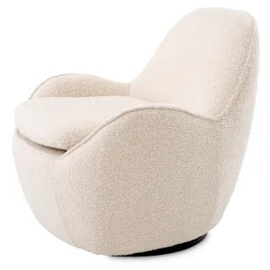 Fauteuil Lounge en Tissu Texturé Crème avec Dossier Courbé et Finition Bouclé Douce - Mobilier de Luxe pour Hôtels Vue de côté par Luxury Group International