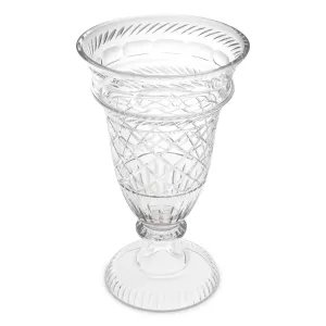 Jarrón de cristal con diseño de cristal tallado y elegantes detalles decorativos - Jarrón de flores de lujo Vista lateral por Luxury Group International