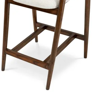 Tabouret de bar en bois brun foncé avec assise rembourrée couleur crème et dossier incurvé - Mobilier de bar haut de gamme Vue détaillée par Luxury Group International
