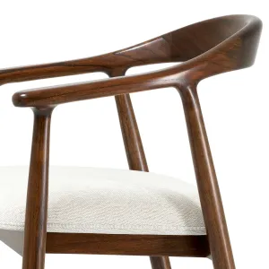 Tabouret de bar en bois brun foncé avec assise rembourrée couleur crème et dossier incurvé - Mobilier de bar haut de gamme Vue détaillée par Luxury Group International