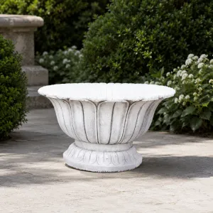 Decorative Fluted Bowl Garden Planter with Sculptural Pedestal Design - Luxury Planters Front View by Luxury Group International