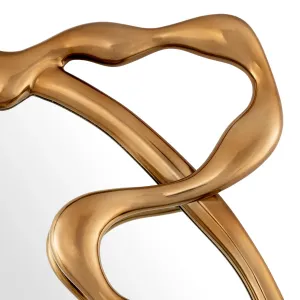 Miroir Mural Rond Design avec Cadre Organique Doré Artistique - Mobilier d'Hôtel de Luxe Vue détaillée par Luxury Group International