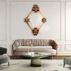 Espejo de Pared de Lujo Floral Diamante con Opciones de Acabado en Vidrio Ámbar Dorado y Rosa Vista lifestyle por Luxury Group International