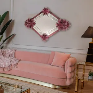 Espejo de Pared de Lujo Floral Diamante con Opciones de Acabado en Vidrio Ámbar Dorado y Rosa Vista lifestyle por Luxury Group International