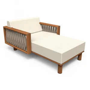 Chaise Longue d'Extérieur de Luxe en Teck avec Panneaux en Corde Tissée par Luxury Group International