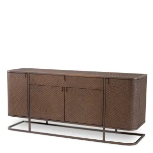 Luxury Chocolate Brown Woven Rattan Sideboard with Metal Base - Luxury Hotel Furniture by Luxury Group International