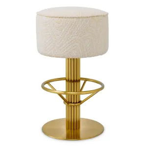 Luxury Cream and Gold Upholstered Bar Stool with Circular Footrest - Luxury Hotel Furniture by Luxury Group International
