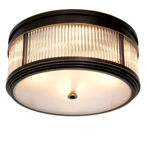 Luxury Black & Gold Flush Mount Ceiling Light with Ribbed Glass Design by Luxury Group International