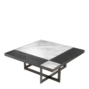 Luxury Black and White Marble Square Coffee Table with Metal Base - Luxury Coffee Table by Luxury Group International