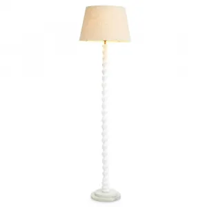 Luxury White Spiral Floor Lamp with White Marble Base by Luxury Group International