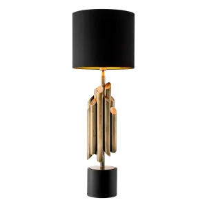 Luxus Designer Tischlampe mit schwarzem Schirm und goldener Metallrohr-Basis von Luxury Group International