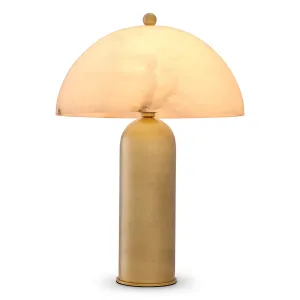 Luxury Brass Table Lamp with Glowing Alabaster Dome Shade by Luxury Group International