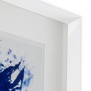Elegant Modern Wall Art in White Wood with Blue Paint Splash Print Top View by Luxury Group International