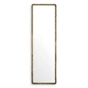 Full Length Rectangular Mirror with Antique Golden Textured Frame - Luxury Hotel Furniture Front View by Luxury Group International