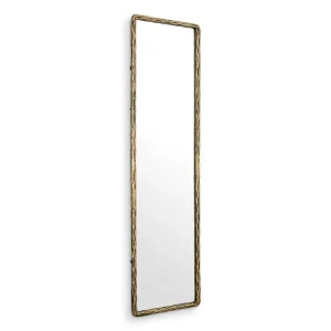 Full Length Rectangular Mirror with Antique Golden Textured Frame - Luxury Hotel Furniture Side View by Luxury Group International