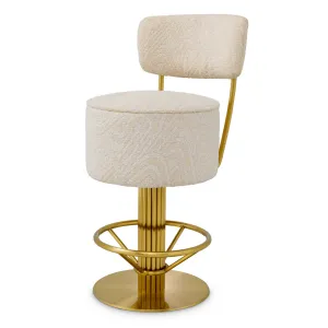 Luxury Cream and Gold Bar Stool with Upholstered Backrest - Luxury Hotel Furniture by Luxury Group International