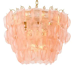Luxury Pink Glass Chandelier – Elegant Murano-Style Pendant Ceiling Lamp by Luxury Group International