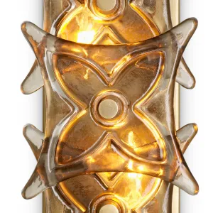 Golden Glass Wall Sconce with Sculptural Floral Design - Luxury Hotel Furniture Detail View by Luxury Group International
