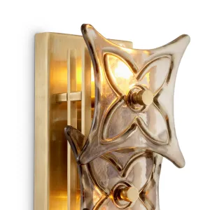 Golden Glass Wall Sconce with Sculptural Floral Design - Luxury Hotel Furniture Detail View by Luxury Group International