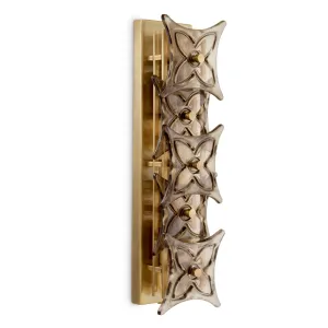 Golden Glass Wall Sconce with Sculptural Floral Design - Luxury Hotel Furniture Front View by Luxury Group International