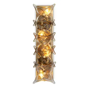 Golden Glass Wall Sconce with Sculptural Floral Design - Luxury Hotel Furniture Front View by Luxury Group International