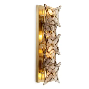 Golden Glass Wall Sconce with Sculptural Floral Design - Luxury Hotel Furniture Front View by Luxury Group International
