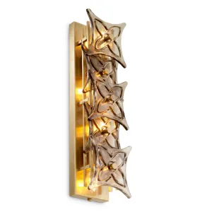 Golden Glass Wall Sconce with Sculptural Floral Design - Luxury Hotel Furniture Side View by Luxury Group International