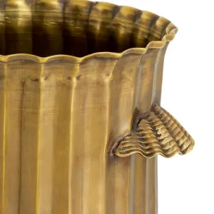 Seau à vin doré au design nervuré et aux poignées décoratives - Mobilier d'hôtel de luxe Vue détaillée par Luxury Group International