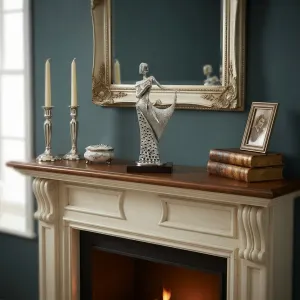 Graceful Lady Luxury Bronze Sculpture with Draped Gown on Wooden Base - Luxury Bronze Figure Lifestyle View by Luxury Group International