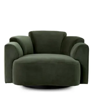 Fauteuil « Green Velvet » avec assise profonde et accoudoirs arrondis - Mobilier d'hôtel de luxe Vue de face par Luxury Group International