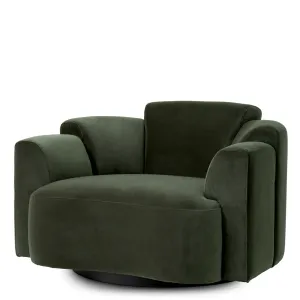 Fauteuil « Green Velvet » avec assise profonde et accoudoirs arrondis - Mobilier d'hôtel de luxe Vue de face par Luxury Group International
